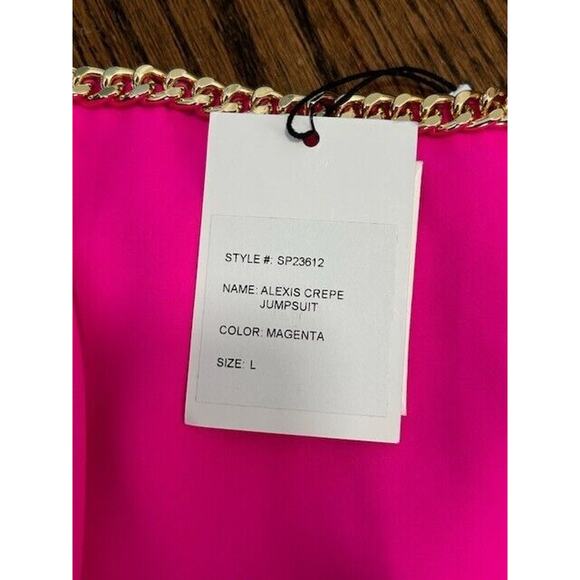 Generation Love Alexis Strapless Crepe Jumpsuit Cropped Magenta Pink Large NEW - Picture 7 of 11